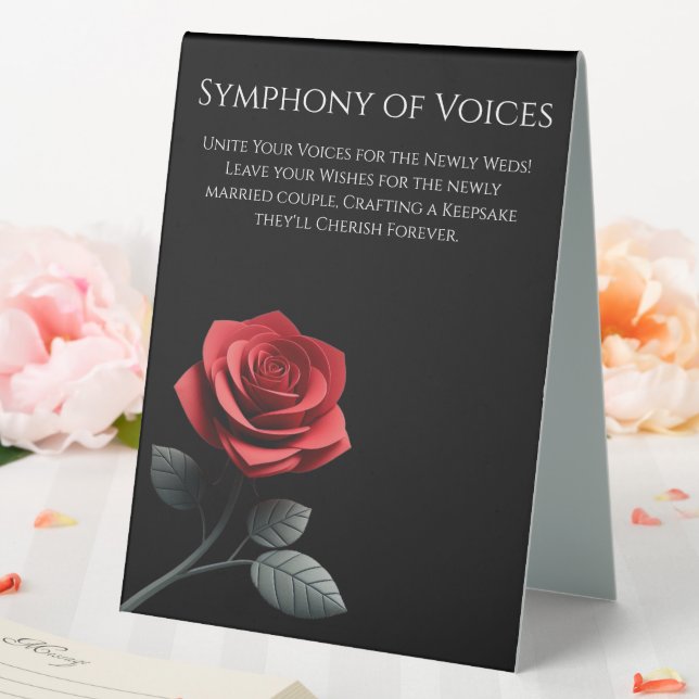 Hochzeit Gästebuch Unterschrift Single Rote Rose- Tischaufsteller (In Situ (Hochzeit))