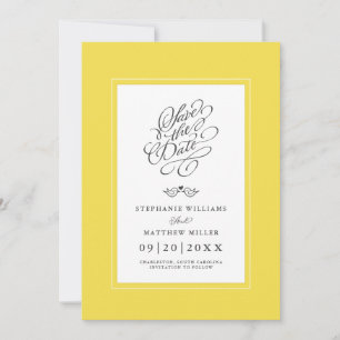 Hochzeit Gelb Grau Kalligrafie Druckbar Digital Save The Date