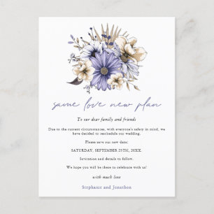Hochzeit Gleiche Liebe Neuer Plan Datum Lila Flora Ankündigungspostkarte