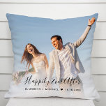 Hochzeit glücklich immer nach dem Foto Kissen<br><div class="desc">Personalisiertes,  elegantes Kissen mit dem Foto "Happily Ever After" in einem stilvollen Drehbuch und den Braut- und Bräutigamen sowie dem Hochzeitstag. Ein tolles Geschenk für Neuvermählte.</div>