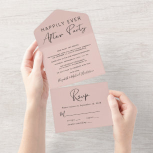 Hochzeit glücklich je nach Empfang Blush All In One Einladung