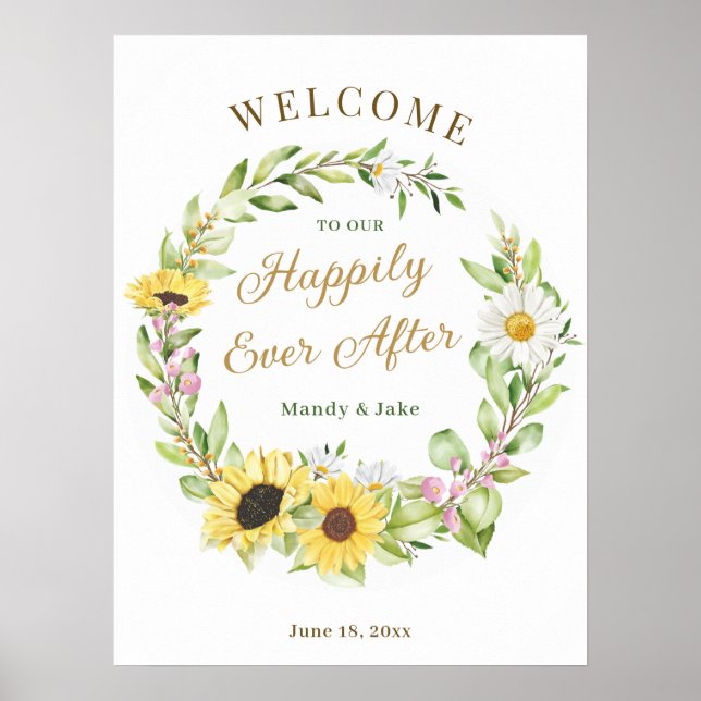 Hochzeit glücklich je nach Sonnenblume Daisy Begrü Poster (Vorne)