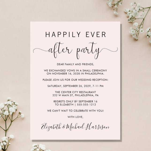 Hochzeit glücklicherweise immer nach dem Party ros (An affordable wedding announcement + reception invitation without compromising on quality or design)