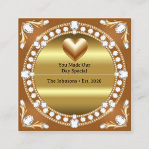 💍 Hochzeit Gold Herz Monogramm-Stil 🌹 Begleitkarte