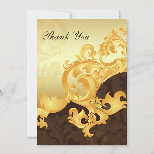 Hochzeit "Gold und Braun" DankeYou Cards Einladung (Vorderseite)