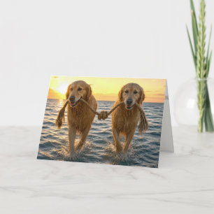 Hochzeit Golden Retriever mit verknotetem Seil Karte