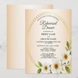 Hochzeit Golden White Floral Peach Probeessen Einladung