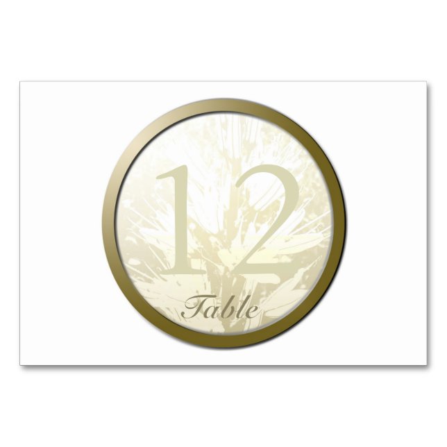 Hochzeit Goldene Blume Personalisierte Tafelkarte  Tischnummer (Vorderseite)