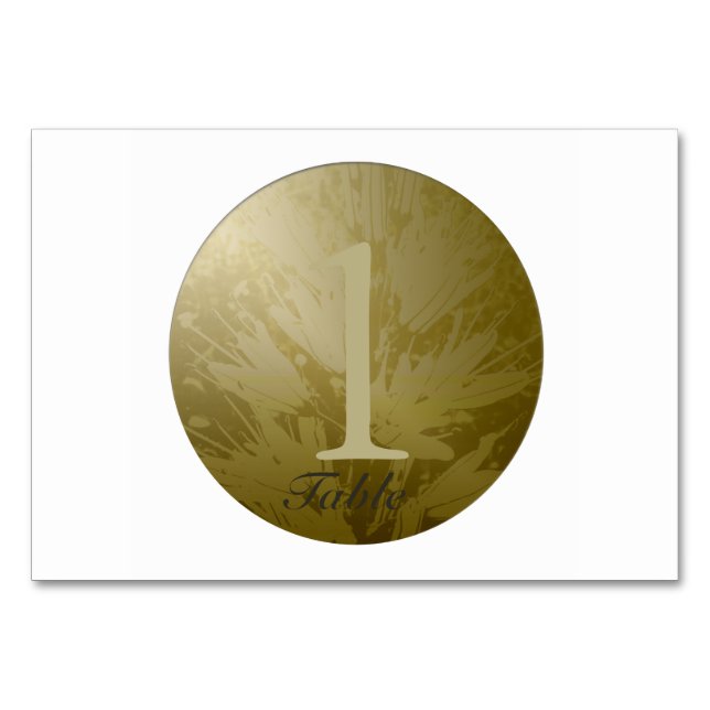 Hochzeit Goldene Blume Personalisierte Tischkarte  Tischnummer (Vorderseite)