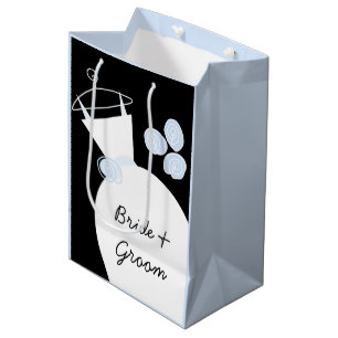 Hochzeit Gown Blue Bride & Groom schwarz pastellfa Mittlere Geschenktüte