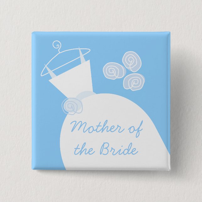 Hochzeit Gown Blue Mother of the Bride Square Button (Vorderseite)
