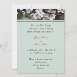 Hochzeit, Grooms Eltern Einladung Pflaume Blume