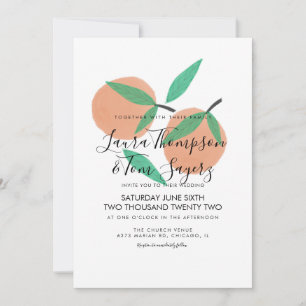 Hochzeit Handgezeichnete Orangen Zitrus Grün Einladung