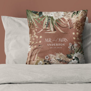 Hochzeit Herr Mrs. pampas eucalyptus modern boho G Kissen