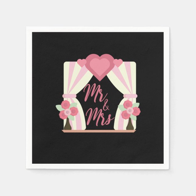 Hochzeit Herr und Frau Serviette (Vorderseite)
