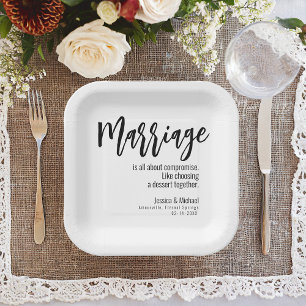 💍 Hochzeit Humorvolles Minimalistisches Elegant Pappteller