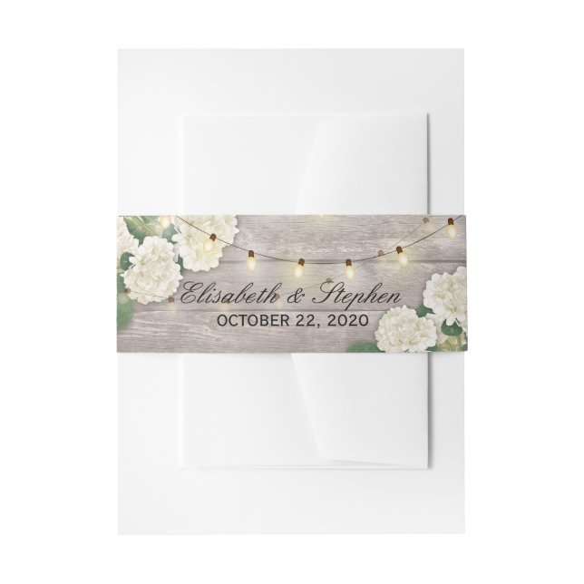 Hochzeit Hydrangea florale String Lights Rustikale Einladungsbanderole (Vorderseite Beispiel)