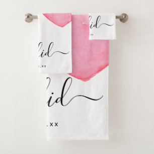 Hochzeit I Wasserfarbenherz Datum Badhandtuch Set
