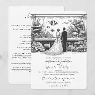 Hochzeit im Aquarium mit Details Einladung