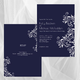 Hochzeit im eleganten Stil der Marine und des Weiß Einladung