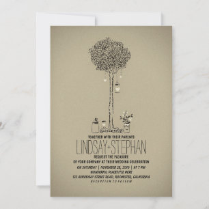 Hochzeit im Freien mit Maurerkirschen und Baum Einladung
