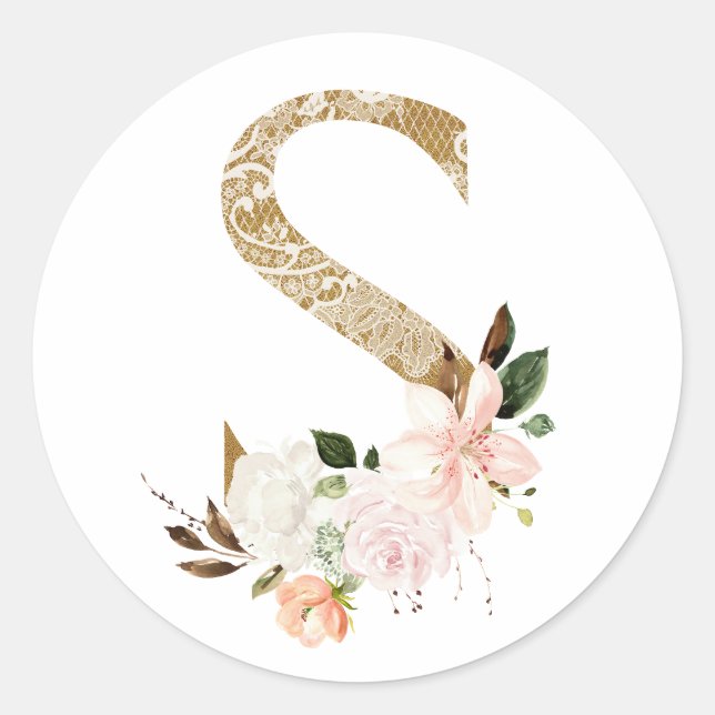 Hochzeit im Frühjahr MONOGRAM S Runder Aufkleber (Vorderseite)