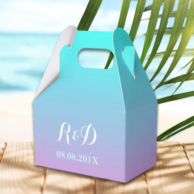 Hochzeit im Frühling Ober Türkis Geschenkschachtel (modern spring ombre pink turquoise wedding favor boxes)