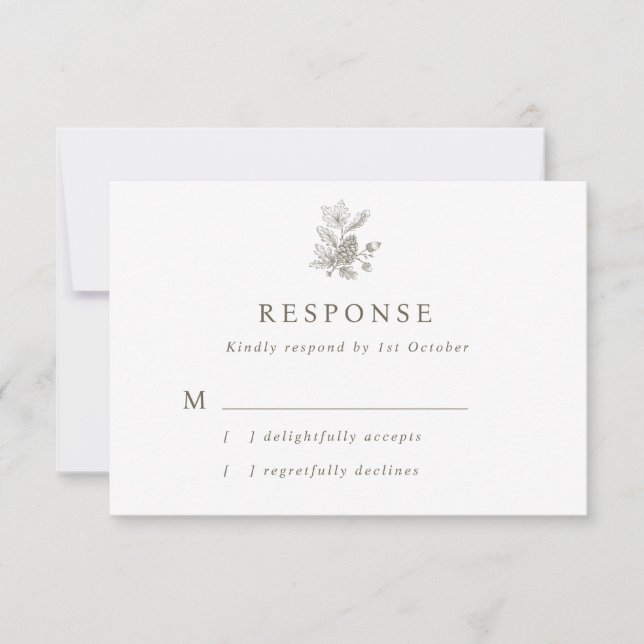 Hochzeit im Herbst Acorn & Pinecone RSVP Karte (Vorderseite)