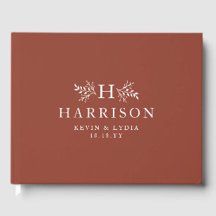 Hochzeit im Herbst aus rustikalem Monogramm Terrak Gästebuch