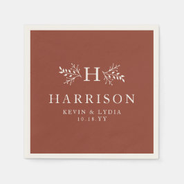 Hochzeit im Herbst aus rustikalem Monogramm Terrak Serviette