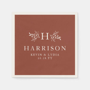 Hochzeit im Herbst aus rustikalem Monogramm Terrak Serviette