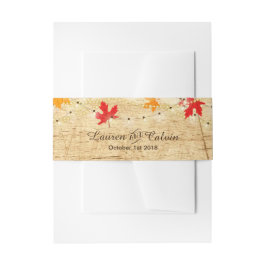 Hochzeit im Herbst Bauchband mit Lichtern und Blät Einladungsbanderole