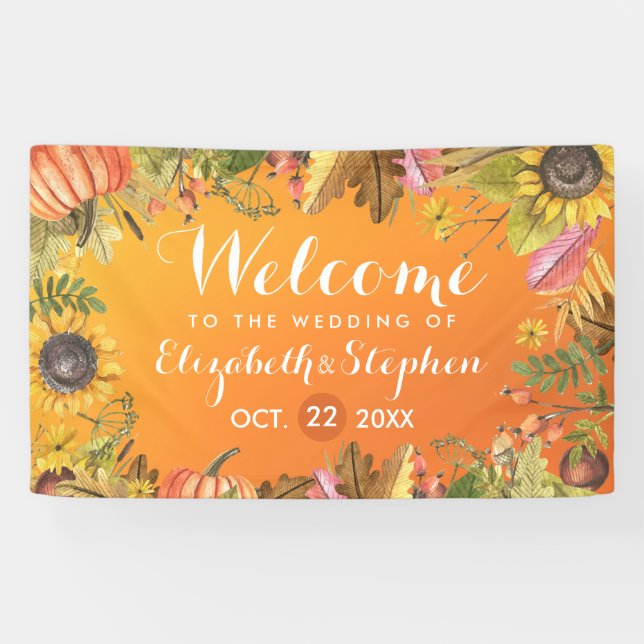 Hochzeit im Herbst Begrüßung Herbstmaple Blätter P Banner (Horizontal)