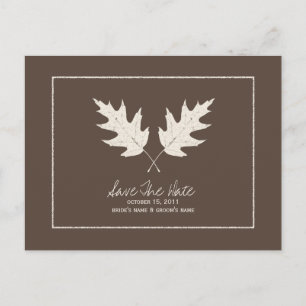 Hochzeit im Herbst Brown Save the Date Eichenfrüch Ankündigungspostkarte