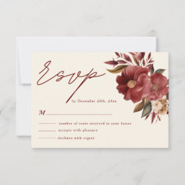 Hochzeit im Herbst Burgund Rot und Rosa Rosa RSVP Karte