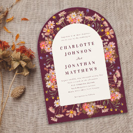 Hochzeit im Herbst Burgundy Boho Blumenstrauch Ein Einladung