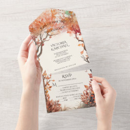 Hochzeit im Herbst der Herbstbaumen All In One Einladung