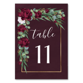 Hochzeit im Herbst der Wasserfarben Burgund und Go Tischnummer