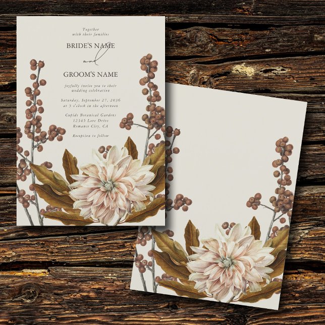 Hochzeit im Herbst der Wasserfarben im Herbst Einladung (Autumn Floral Earthy Tones Watercolor Fall Wedding Invitation)