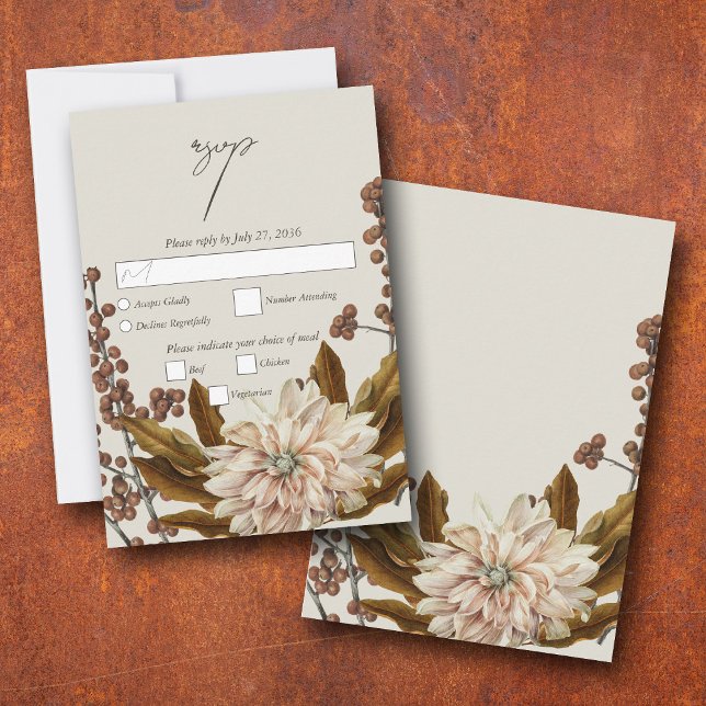 Hochzeit im Herbst der Wasserfarben im Herbst RSVP Karte (Autumn Floral Earthy Tones Watercolor Fall Wedding RSVP Card)