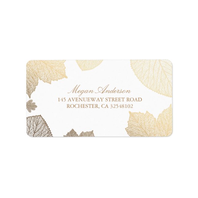 Hochzeit im Herbst der weißen und goldenen Blätter Adressaufkleber (Vorne)