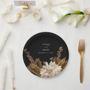 Hochzeit im Herbst des blorschwarzen Herbstes Pappteller