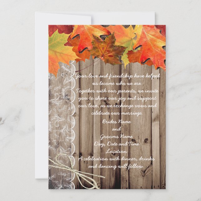 Hochzeit im Herbst Einladung (Vorderseite)