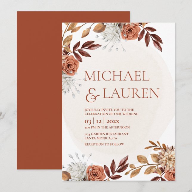 Hochzeit im Herbst Einladung (Vorne/Hinten)