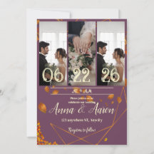 Hochzeit im Herbst Einladung mit Fotos | Kupfer