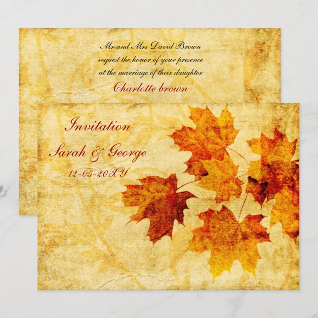 Hochzeit im Herbst Einladungskarten (Vorne/Hinten)