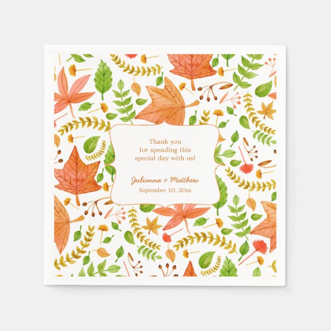 Hochzeit im Herbst Empfang Servietten / Dankeschön (Vorderseite)