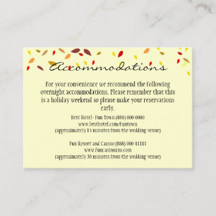 Hochzeit im Herbst Empfang- und Unterkunftskarten Begleitkarte