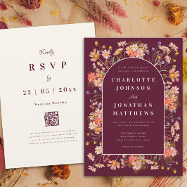Hochzeit im Herbst Floral Arch Burgundy Burnt Oran Einladung