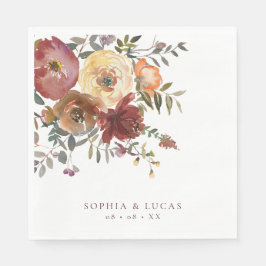 Hochzeit im Herbst Floral Rust Burgundy Serviette